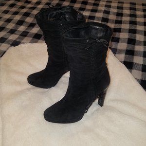 AUTHENTIC RARE GUCCI SUEDE BOOTS WITH PYTHON SKIN HEELS SIZE 7-
